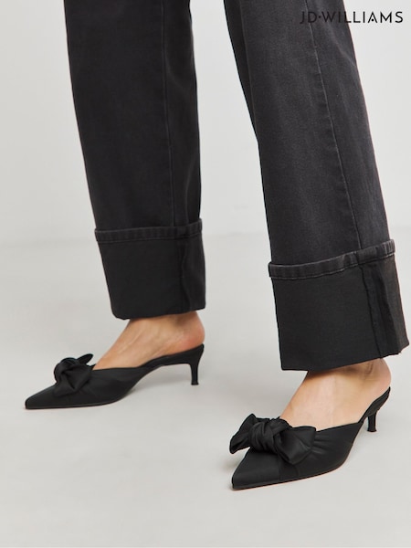 črna - JD Williams Pointed Bow Kitten Shoes (F70822) | € 50