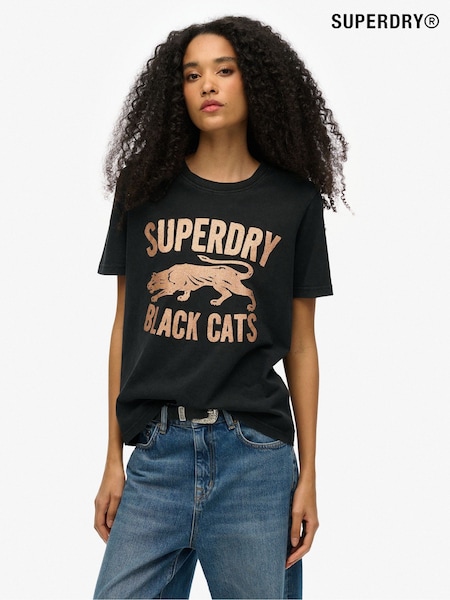 Superdry Black Embellished Varsity Relaxed T-Shirt (F70892) | €35