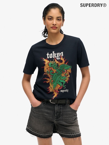 Superdry Black Vintage Logo Tokyo Relaxed T-Shirt (F70896) | €37