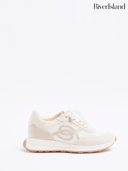 River Island White / cream Wide Fit Mesh Runner Trainers (F70909) | €50