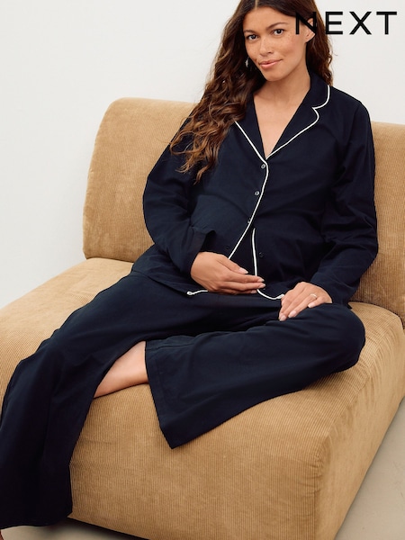 Black Maternity Jersey Button Through Pyjamas (F70926) | €41