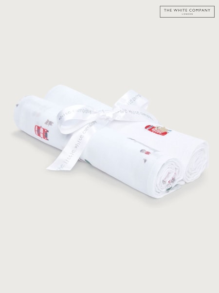 The White Company 100% Organic Cotton Sightseeing London White Muslins 2 Pack (F70936) | AED93