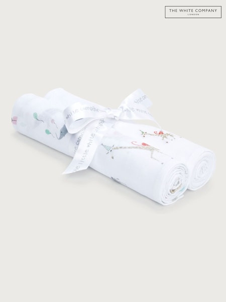 The White Company Organic Cotton Party Animals Muslins 2 Pack (F70938) | € 21