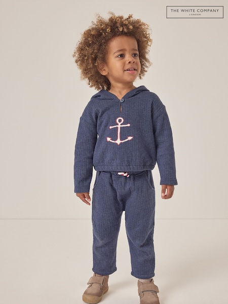 The White Company Blue 100% Cotton Quilted Anchor Hoodie & Joggers Set (F70939) | €47 - €50