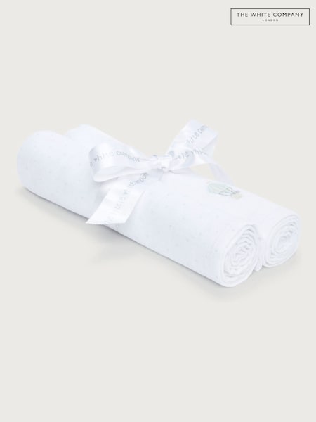 The White Company 100% Organic Cotton Up In The Air White Muslins 2 Pack (F70944) | € 24