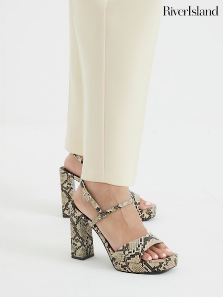 River Island Grey Sling Back Platform Sandals (F70949) | 198 QAR