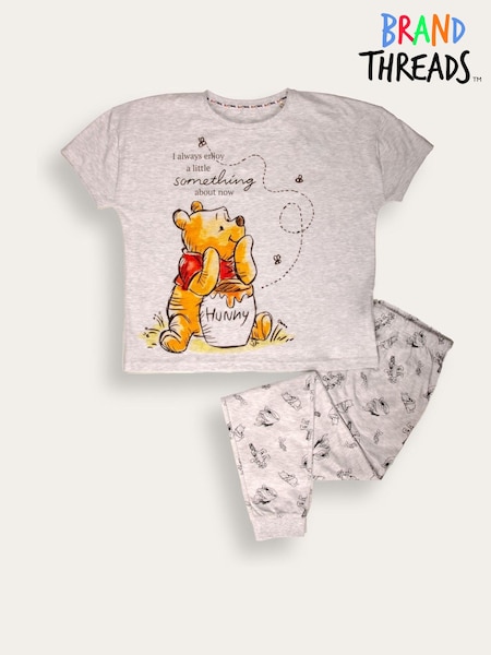 Brand Threads Grey Winnie The Pooh Pyjama Set (F70961) | R$ 245