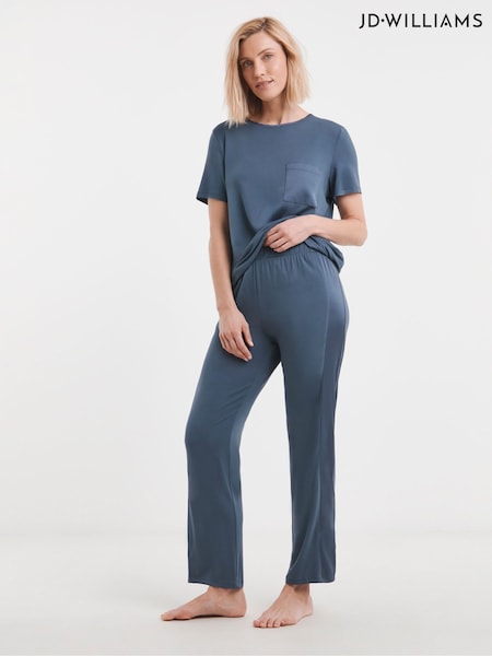 JD Williams Blue Viscose Satin Pyjamas Set (F70976) | €35