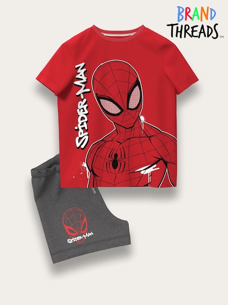 Brand Threads Red Spiderman 100% Cotton Top and Short Set (F70998) | R$ 215