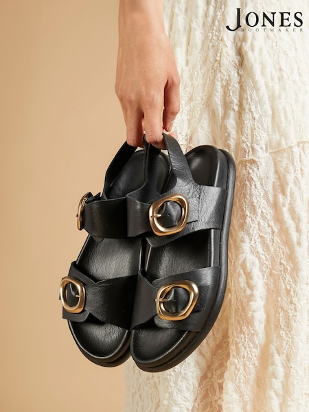 Jones Bootmaker Juneau Buckled Black Sandals (F71099) | $156