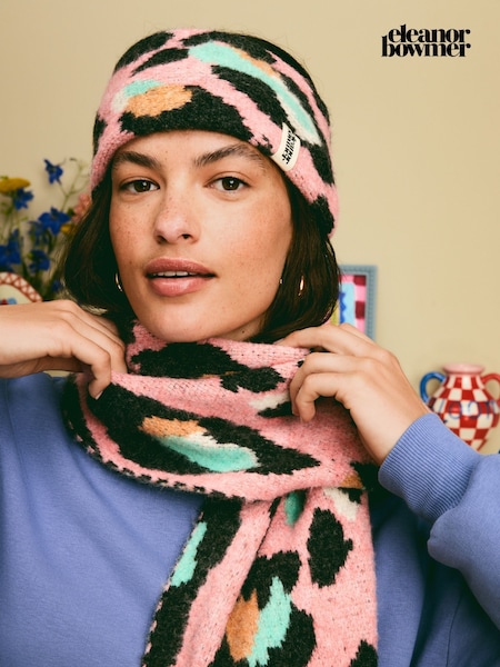 Eleanor Bowmer Pink/Blue Leopard Print Knitted Headband (F71139) | 19 €