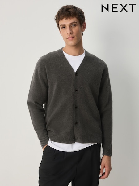 Dark Green Relaxed Fit Cosy Cardigan with Wool (F71148) | €32