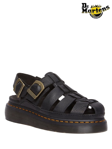 Dr. Martens Black Wrenlie Grizzly Fisherman Sandals (F71184) | €230
