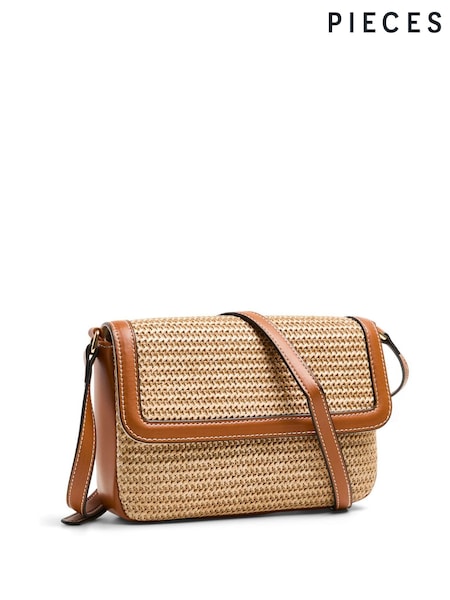 PIECES Brown Raffia Cross Body Bag (F71191) | ₪161