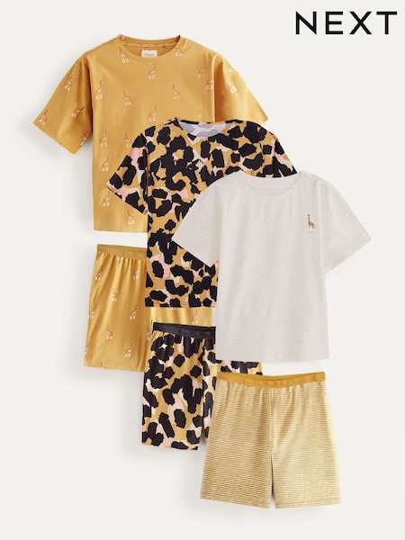 Ochre Giraffe 100% Cotton Short Set Pyjamas 3 Pack (F71222) | €53