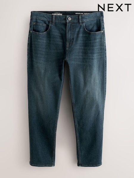 Blue Dark Washed Regular Tapered Fit Classic Stretch Jeans (F71247) | R$ 270