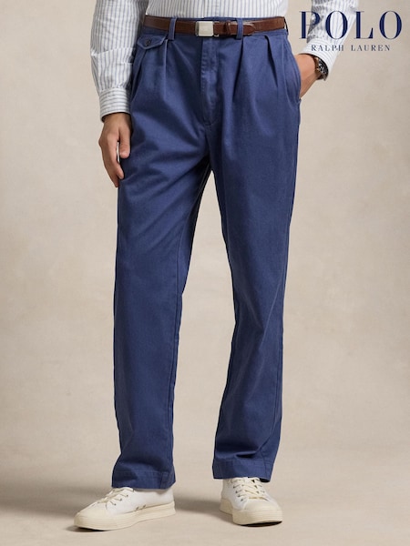 Azul - Polo Ralph Lauren Whitman Relaxed Fit Pleated Chino Trousers (F71325) | 310 €
