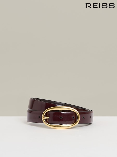 Reiss Oxblood Drew Patent-Leather Oval-Buckle Belt (F71404) | €88