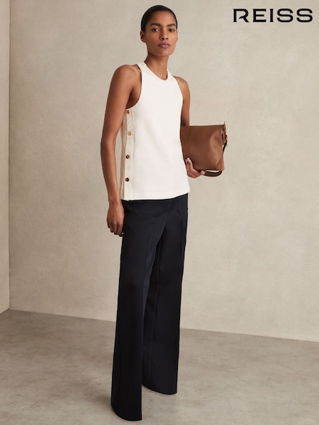 Reiss Ivory Cosmo Button Side Sleeveless Top (F71407) | €142