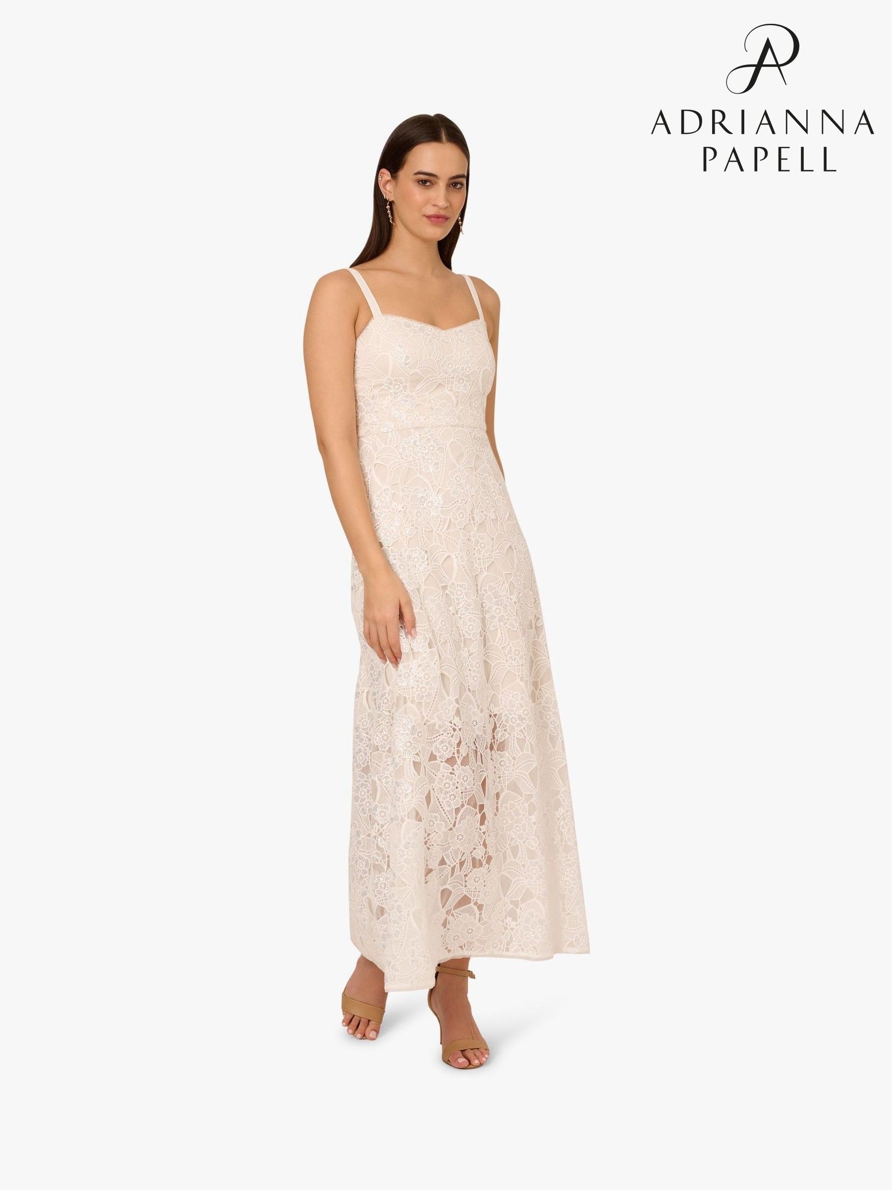 【海外限定】AdriannaPapell ドレス☆White Structured Cape She Structured Cape Sheath Dress In Ivory - Adrianna Papell