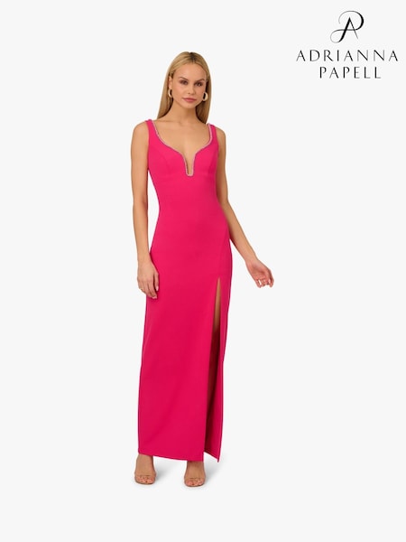 Adrianna By Adrianna Papell Pink Knit Crepe Long Dress (F71413) | €440