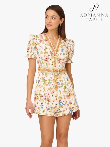 Adrianna By Adrianna Papell Puff Sleeve White Romper (F71415) | 211 €