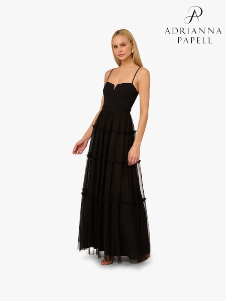Adrianna by Adrianna Papell Mesh Strapless Black Long Dress (F71417) | €427