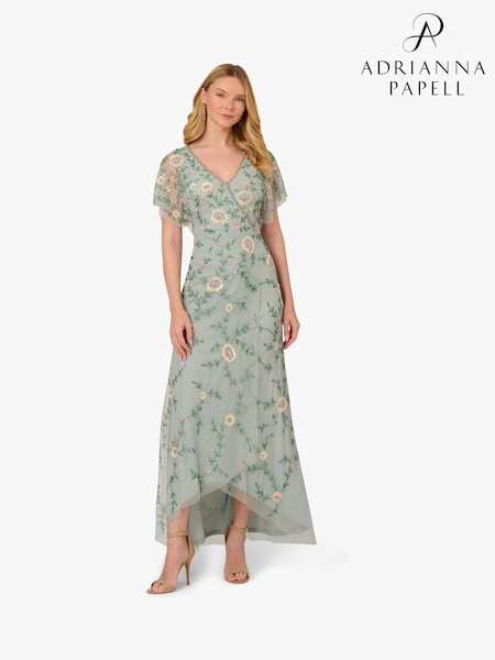 Adrianna Papell Blue Bead Mesh Midi Dress (F71418) | ₪1,504