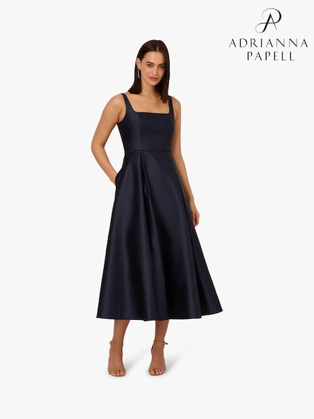Adrianna Papell Blue Mikado Ankle Dress (F71421) | €313