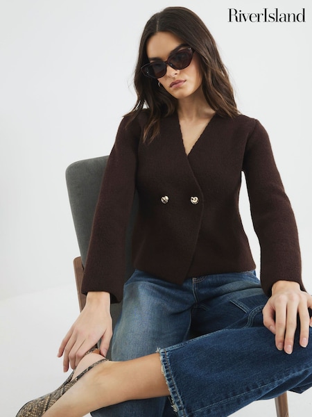 Rjav Chrome - River Island Asymmetric Button Cardigan (F71438) | € 59