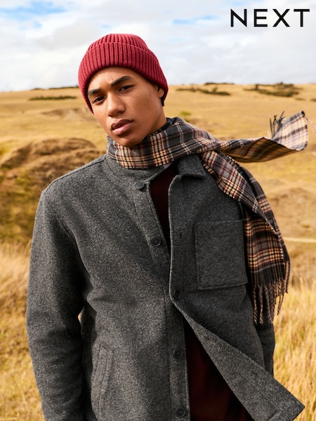 Slate Grey Wool Look Fleece Shacket (F71440) | €56