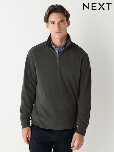 Brown Soft Touch Quarter Zip Neck Fleece (F71447) | €47