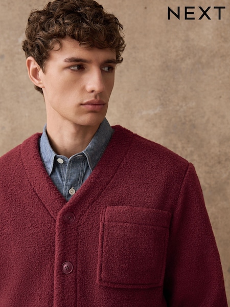 Rust Brown Wool Look Fleece Cardigan (F71481) | €50