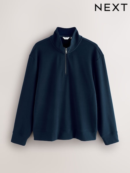 Navy Blue Soft Touch Quarter Zip Neck Fleece (F71482) | €47