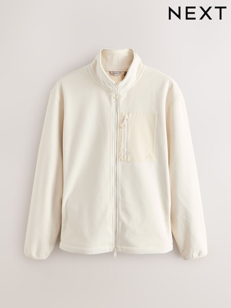 Ecru White Zip Through Utility Style Polar Fleece (F71484) | €50