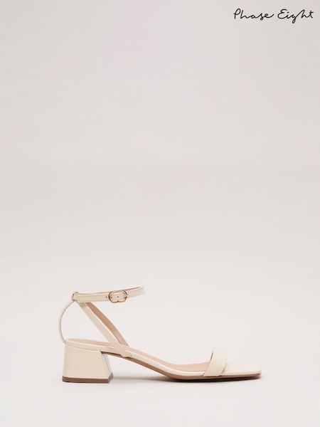 Phase Eight White Patent Block Sandals (F71508) | ₪498
