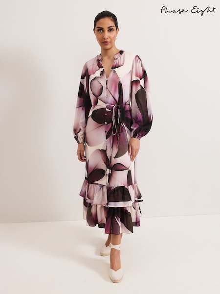 Phase Eight Purple Petite Clarra Floral Dress (F71514) | 688 QAR