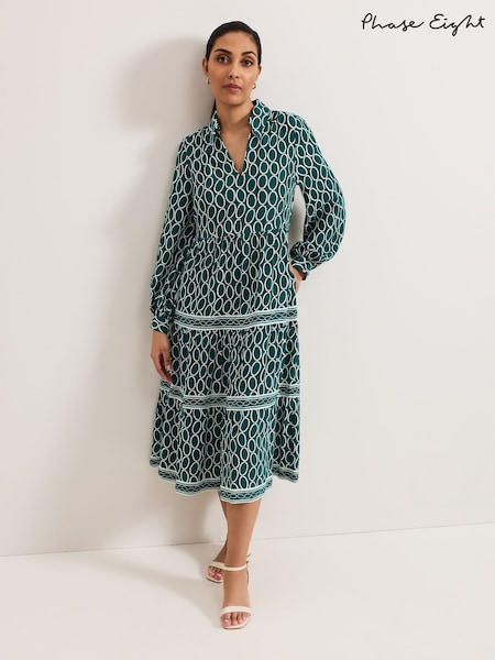 Phase Eight Green Petite Tiered Midi Dress (F71519) | €140