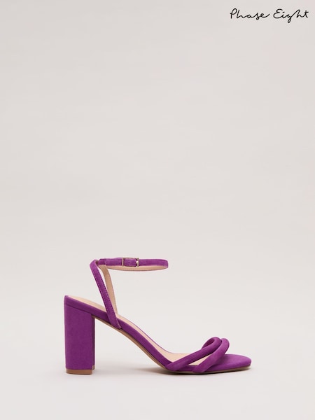 Phase Eight Purple Suede Block Sandals (F71522) | 589 QAR