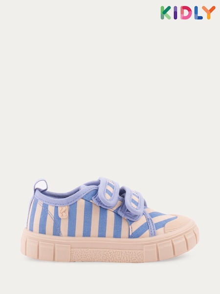 Albastru - KIDLY BY MORI Stripe Canvas Rip Tape Trainers (F71525) | 179 LEI
