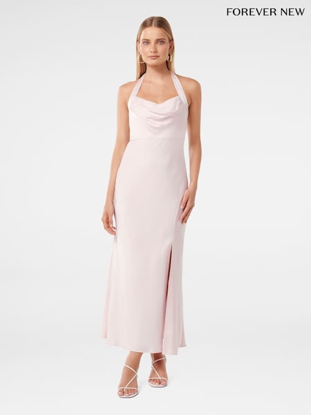 Розовый - Forever New Alice Halter Neck Satin Maxi Dress (F71587) | €159