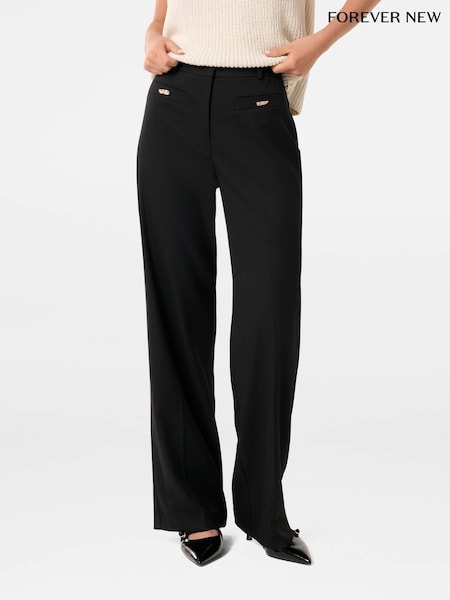 Forever New Black Shiloh Welt Detail Wide Leg Joggers (F71595) | R$ 495