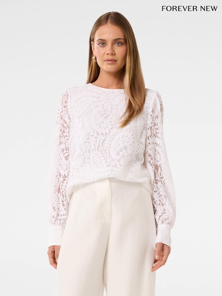 Forever New White Liana Lace Blouse (F71599) | €80