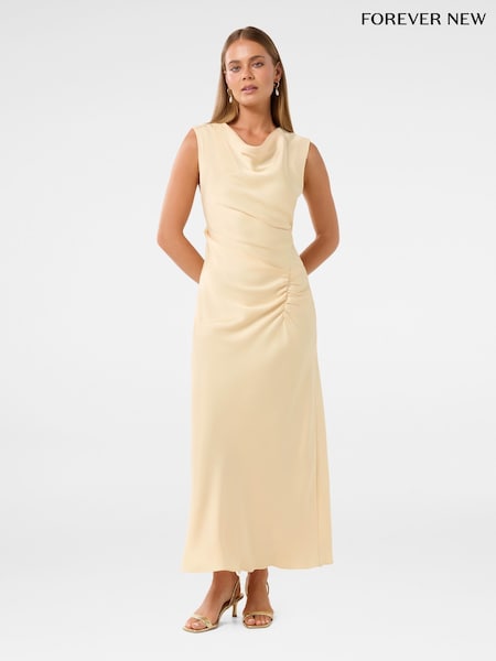 Cream - Forever New Ava Drapiertes Satin-Maxikleid (F71603) | 184 €