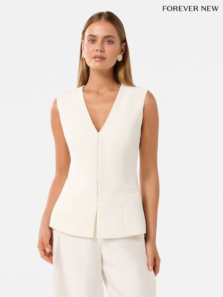 Forever New White Hattie Hook and Eye Waistcoat (F71613) | €99