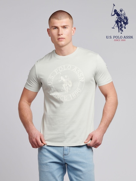 U.S. Polo Assn. Grey Mens USPA Circle Print 100% Cotton T-Shirt (F71648) | €33