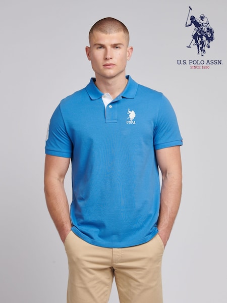 U.S. Polo Assn Blue Mens Player 3 Pique Polo Shirt (F71655) | R$ 545