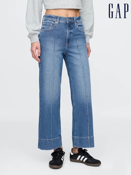 Gap Blue High Waisted Stride Wide Leg Ankle Jeans (F71736) | €72