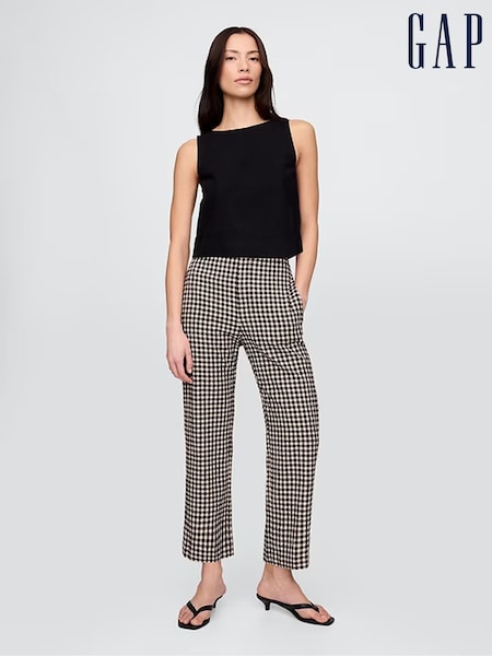 Musta & Off White Gingham - Gap Heavyweight PellavaBlend Housut (F71739) | €95