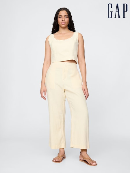 Gap Butter Yellow Straight Leg Heavyweight Linen-Blend Trousers (F71741) | €70